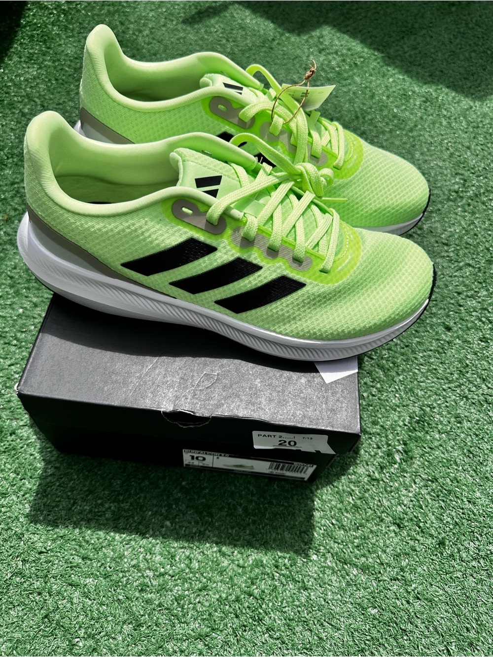 adidas Bright Lime Green Running Shoes with Black Stripes